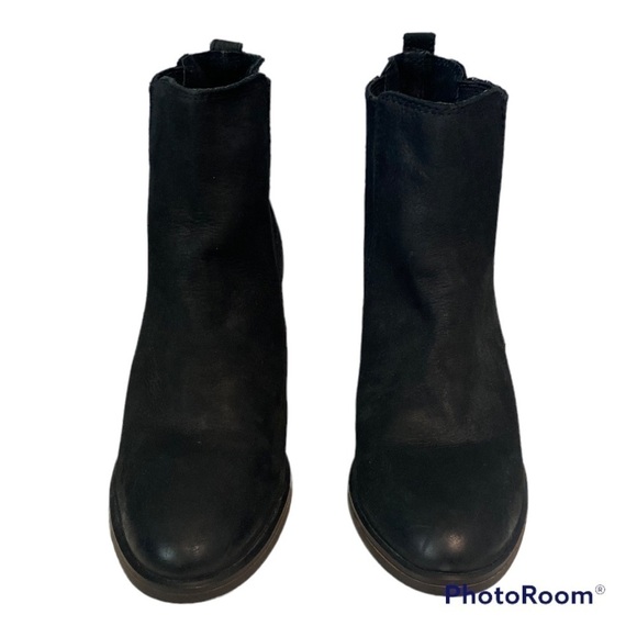 PEGABO Black Leather Short Ankle Riding Chelsea Boots - Picture 2 of 6